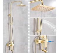 Brushed Gold Shower Faucet Rainfall Shower Faucet Bathtub Mixer Tap with Hand Shower Bath Shower Water Mixer Tap Shower Sets-Brushed Gold B,Brushed Gold C
