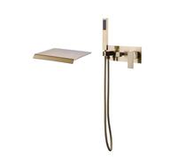 Brushed Gold Shower Faucet Set Wall-Mounted Tub Mixer Single Handle Waterfall Bathtub Tap Modern Bathroom Fixtures Luxury Bath Accessories