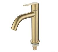 Brushed Gold Single Cold Faucet for Bathroom Basin Built with 304 Stainless Steel and Intended for 23mm 28mm Mounting Hole Installation (S)