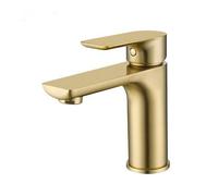 Brushed Gold Solid Brass Gunmetal Deck Mount Vessel Faucet - Modern Square Mixer Tap for Bathroom Basin - BL709 Small Sink Tap