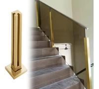 Brushed Gold Stair Railing Clamp for Glass Panels - Stainless Steel il Baluster for Porch, Villa, Veranda Decking - Corner Post Height 105cm/41.3in