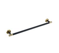 Brushed Gold Towel Bar Set - Wall Mounted Rack, Matte Black Hook, Knurled Toilet Brush & Paper Holder - Chic Bathroom Accessories for Modern Home Décor