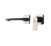 Brushed Gold Wall-Mounted Basin Tap, Modern Square Design, Hot & Cold Water Control, Concealed Installation, Luxury Bathroom Faucet, Stylish Home Upgrade