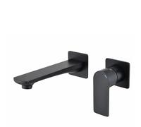 Brushed Gold Wall-Mounted Basin Tap - Modern Square Design with Hot & Cold Water Control, Ideal for Concealed Installation, Elegant Bathroom Fixture for Luxury Appeal