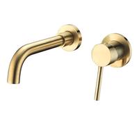 Brushed Gold Wall Mounted Bathroom Faucet, Single Handle With Raw Brass Faucet