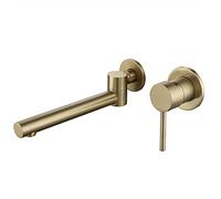 Brushed Gold Wall Mounted Bathroom Tap - Waterfall Bath Filler Mixer with Extra Large Spout 2 Hole Design for Modern Luxury Perfect for Elegant Baths