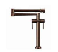 Brushed Gold Wall-Mounted Kitchen Faucet Antique Brown Extendable Double Spout Hot & Cold Pot Filler Durable Brass Construction for Modern Home Decor