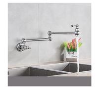 Brushed Gold Wall Mounted Kitchen Faucet, Single Cold Pot Filler Tap with Folding Rotatable Spout, Chrome Nickel Black Brass