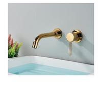 Brushed Gold Wall-Mounted Sink Faucet - 360° Swivel Single Handle Mixer Hot/Cold Water for Home Decor Modern Bathroom Accessories