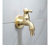 Brushed Gold Washing Machine Faucet Brass Single Cold Brushed Gold Outdoor Faucet Bathroom Sink Tap Garden Bibcock Tap(Style 1)