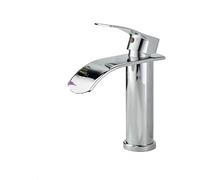 Brushed Gold Waterfall Basin Faucet, High-Rise Single-Lever Mixer Tap for Bathroom Sinks(A)