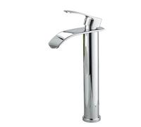 Brushed Gold Waterfall Basin Faucet, High-Rise Single-Lever Mixer Tap for Bathroom Sinks(E)