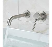 Brushed Golden Basin Faucet Concealed Wall Mounted Faucet Tap 360 Rotation Single Handle Hot Cold Water Bath Mixer Tap Brushed Nickel Heavy Duty Star of Light LWX