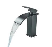 Brushed Golden Basin Faucets Elegant Waterfall Bathroom Sink Faucet Single Lever Hole Deck Mount Brass Mixer Taps(Black Short)