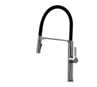 Brushed Gray Kitchen Faucet - Simple Magnetic Pull-Down Design, Single Hole, Dual Control Hot & Cold Water, Modern Sink Fixture, G1/2 Connector