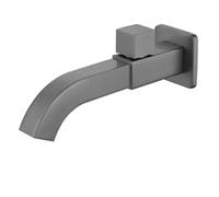 Brushed Gray Wall-Mounted Brass Faucet - Modern Lavatory Tap with d & Black Chrome Finish - Stylish Bathroom Sink Spout for Contemporary Décor