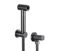 Brushed Grey Handheld Bidet Sprayer Set for Toilet - Wall-Mounted 1.5M Shower Tube - Premium Bathroom Hygiene Solution for Easy Cleaning and Comfort