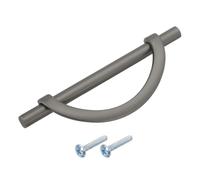 Brushed Half Moon Cabinet Handle - 5.04 Inch Gray Semi-Circular Kitchen Drawer Pull & Sliding Door Hardware with Screw - Stylish Modern Home Decor Accessory
