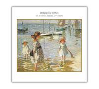 Brushed Issues Open Birthday Card Children on Beach, 6 x 6 inches