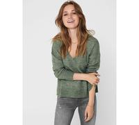Brushed Knit Jumper with V-Neck Khaki Green