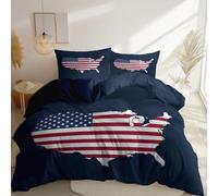 Brushed microfiber Duvet Cover 200 x 200 cm, Suitable for adults and children Simple Classic Flag Map theme Bedding Set Reversible Pattern for Comfort Sleep easy care Navy Blue
