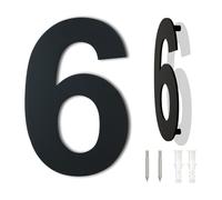 Brushed Modern House Number -6 Inch 152mm Height Black, Made of Solid 304 Stainless Steel, Floating Appearance and Easy to Install (Number 6 Six / 9 Nine)