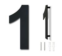Brushed Modern House Number -6 Inch 152mm Height Black, Made of Solid 304 Stainless Steel, Floating Appearance and Easy to Install (Number 1 One)