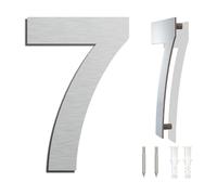 Brushed Modern House Number -6 Inch 152mm Height, Made of solid 304 Stainless Steel, Floating Appearance and Easy to install (Number 7 Seven)
