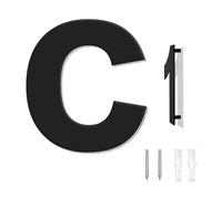 Brushed Modern House Number - 76mm Height Black, Made of Solid 304 Stainless Steel, Floating Appearance and Easy to Install (Letter c)
