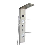 Brushed Multi Rain Shower Panel Tower System Wall Mount Shower Column with Body Jets & Shelf Spa Experience for Home Bathroom Upgrade