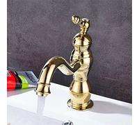 Brushed Nickel Bathroom Faucet - Single Handle Deck Mount Sink Tap with Swivel Spout and Antique Brass Finish - Modern Basin Mixer for Stylish Washrooms