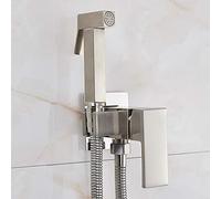 Brushed Nickel Bidet Faucet Square Shower Mixer Tap Brass Hot & Cold Water Faucet Bathroom Sink Sprayer Modern Shower Head for Toilet and Washbasin