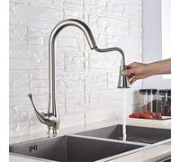 Brushed Nickel ∕Black Orb Kitchen Faucet Pull Out Stream Spray Modes Deck Mounted Hot Cold Mixer Crane Tap 360 Degree Rotation Faucets with Aerator,Beushed Nickel