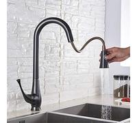 Brushed Nickel ∕Black Orb Kitchen Faucet Pull Out Stream Spray Modes Deck Mounted Hot Cold Mixer Crane Tap 360 Degree Rotation Faucets with Aerator,Black