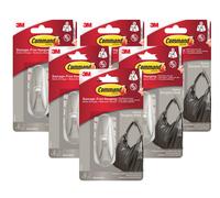 Brushed Nickel Chrome Effect Designer Wall Hanging Hook 3M Command x Pack of 6