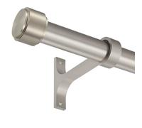 Brushed Nickel Curtain Rods for Windows 16 to 28", 1-inch Blackout Drapery Rod with Aluminum Brackets and End Cap Finials, Adjustable Window Treatment Rods for Sliding Glass Door/Bedroom/Living Room