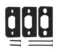 Brushed Nickel Deadbolt Strike Plate Kit Includes Two Strike Plates and Four Screws for Comprehensive Door Security Upgrade Without Chiseling Required (black)