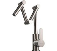 Brushed Nickel Deck Mounted Pot Filler Faucet Single Handle 360° Rotating Kitchen Mixer Space Saving Folding Design Multicolor Kitchen Accessory