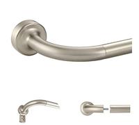 Brushed Nickel Disc Curtain Rods, 84-144 Inches Window Curtain Rod,Adjustable Room Darkening Curtain Rod with Aluminum Finials and Brackets,Wrap Around Design