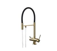 Brushed Nickel Dual Spout Kitchen Faucet Water Filter Tap with Rotation Purification Pure Drinking Water Mixer Crane for Home Use Stylish and Functional Kitchen Upgrade
