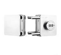 Brushed Nickel Frameless Glass Door Lock with Snap-Fit Floor Base and Optional Screw Attachment for Increased Mounting Rigidity (double Square)