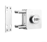 Brushed Nickel Frameless Glass Door Lock with Snap-Fit Floor Base and Optional Screw Attachment for Increased Mounting Rigidity (single Square)