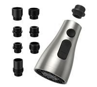 Brushed Nickel Kitchen Faucet Pull Down Replacement Head - 3 Modes 7 Adapters Easy Installation Durable Design Perfect for Modern Kitchens