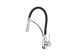 Brushed Nickel Kitchen Faucet Pull Down Sprayer Hot & Cold Water Mixer Tap Rotating One Handle Modern Rubber Design Chrome Finish Kitchen Sink Tap