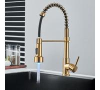 Brushed Nickel Kitchen Faucet PullDown Spray Tap SingHandHot & Cold Water Mixer Swivel Spout for Kitchen Sink Modern Design Easy Install Black Finish
