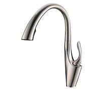 Brushed Nickel Kitchen Faucet, Solid Brass Pull Down Sprayer with Dual Function, Swivel Spout for Hot & Cold Water, Modern Kitchen Sink Mixer Tap