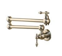 Brushed Nickel Kitchen Faucet, Wall-Mounted, Extendable Folding Swing Arm, Dual-Function Pull-Down Nozzle, Stylish Black Bronze Finish