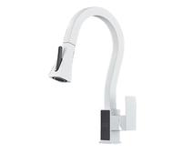 Brushed Nickel Kitchen Faucet with Digital Display 4-Function Pull Down Mixer Hot & Cold Water Tap White Dual Spray Options Modern Sink Fixture for Easy Use