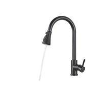 Brushed Nickel Kitchen Faucet with Flexible Pull Out Nozzle, Hot Cold Water Mixer Tap, Matte Black, Stream Sprayer Head(Black C)