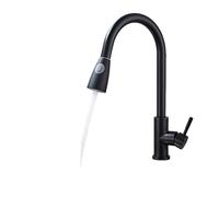 Brushed Nickel Kitchen Faucet with Flexible Pull Out Nozzle, Hot Cold Water Mixer Tap, Matte Black, Stream Sprayer Head(Black B)
